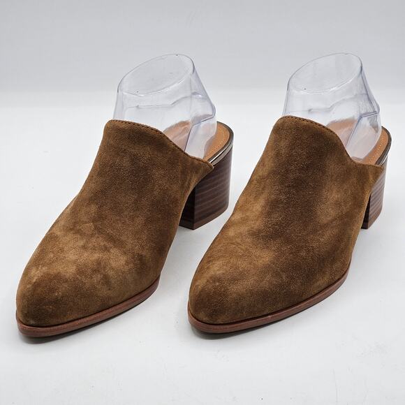 Johnston & Murphy Trista Suede Mules Brown Leather Slip-On Size 9.5 - Picture 2 of 7